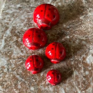 5 handmade ceramic ladybugs ladybug figurines